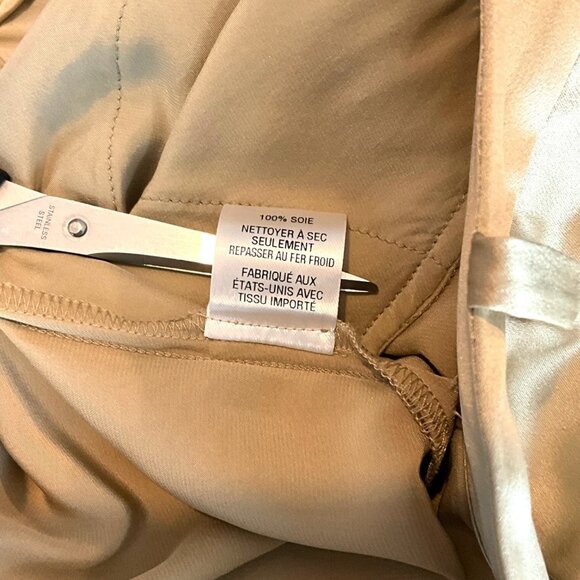 Nili Lotan Dress Pants Drop Crotch Cropped Ankle Gold 100% Silk Size 00 - Picture 8 of 8